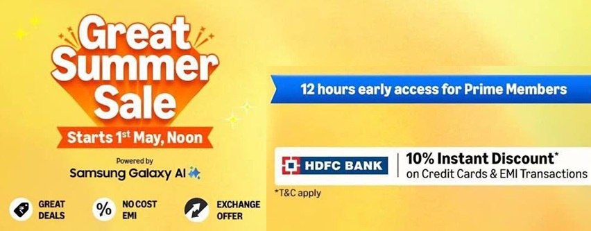 India Desire : Amazon Great Summer Sale On 1st May 2025: Get Upto 90% Off On Electronics, Mobiles & Home Appliances + HDFC Bank Offers